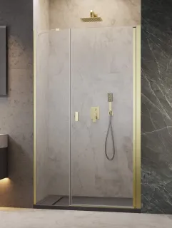 Nes ﻿Brushed Gold DWS szálcsiszolt arany zuhanyajtó 130 átlátszó jobbos