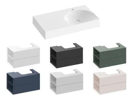 Lite 80/45 mosdó bal fehér, túlfolyó nélkül, csaptelep furattal