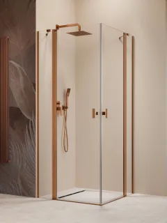 Nes Brushed Copper KDD II szögletes szálcsiszolt réz zuhanykabin 90x80 átlátszó