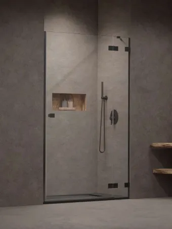 Essenza Pro Brushed GunMetal DWJ szálcsiszolt fegyvermetál zuhanyajtó 100 balos átlátszó