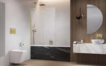 Essenza 8 SL Brushed Gold PND II szálcsiszolt arany kádparaván 140 átlátszó jobbos