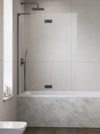 Essenza 8 SL Brushed GunMetal PND II szálcsiszolt fegyvermetál kádparaván 100 átlátszó balos