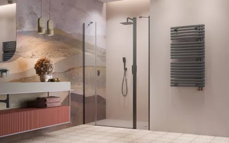 Nes Brushed GunMetal DWJS szálcsiszolt fegyvermetál zuhanyajtó 130 átlátszó jobbos