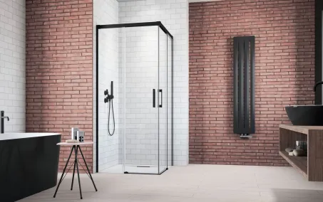 Idea Black KDD szögletes fekete zuhanykabin 100x110 átlátszó