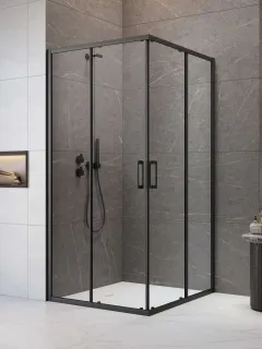 Premium Pro Black KDD szögletes fekete zuhanykabin 100x80 átlátszó