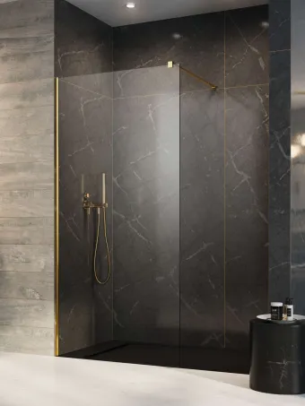 Modo New Gold II Walk-in arany zuhanyfal 65 átlátszó