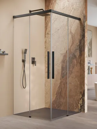 Idea 8 QL Black KDD szögletes fekete zuhanykabin 100x120 átlátszó