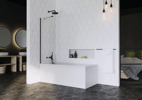 Idea Black PNJ fekete kádparaván 80 átlátszó