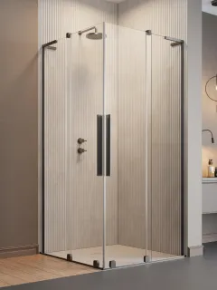 Furo SL Brushed Gunmetal KDD szögletes szálcsiszolt fegyvermetál zuhanykabin 90x110 átlátszó