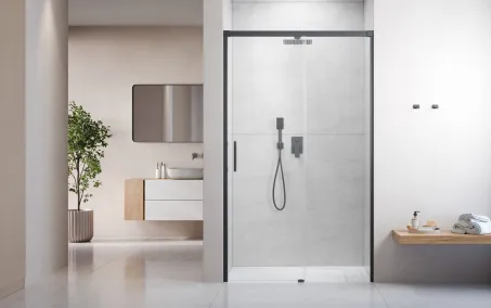 Idea 8 Brushed GunMetal DWJ szálcsiszolt fegyvermetál zuhanyajtó 130 átlátszó jobbos