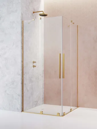 Furo Gold KDD szögletes arany zuhanykabin 80x80 átlátszó