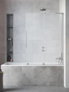 Furo SL Brushed Nickel PND II szálcsiszolt króm kádparaván 110 átlátszó balos