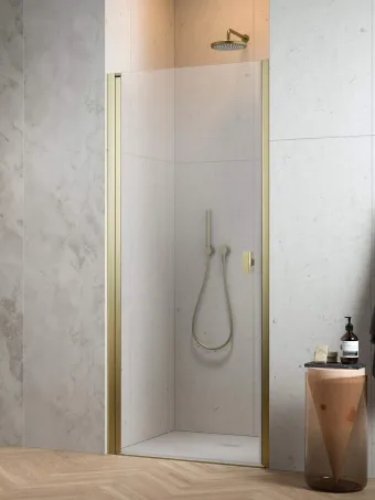 Nes ﻿Brushed Gold DWJ I﻿ szálcsiszolt arany zuhanyajtó 100 átlátszó jobbos