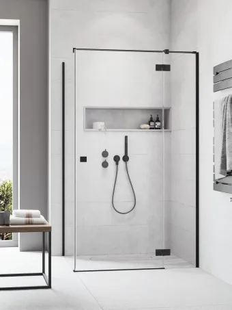 Essenza Black KDJ szögletes fekete zuhanykabin 90x110 átlátszó jobbos