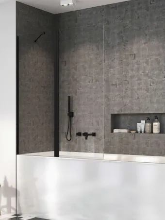 Nes 8 Black PND II fekete kádparaván 140 átlátszó balos