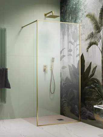 ﻿Modo F II Brushed Gold Walk-in szálcsiszolt arany zuhanyfal 115 átlátszó