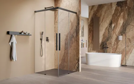 Idea 8 QL Black KDD szögletes fekete zuhanykabin 110x120 átlátszó