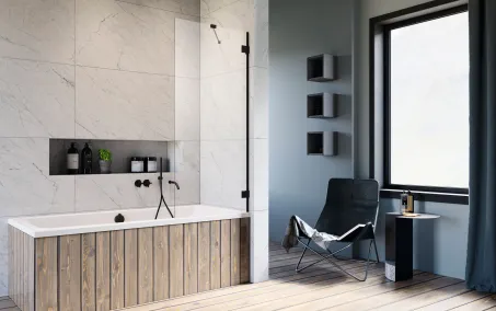 Essenza Pro Black PNJ II fekete kádparaván 100 átlátszó