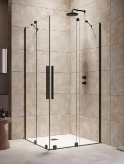 Furo Black KDD szögletes fekete zuhanykabin 90x80 átlátszó