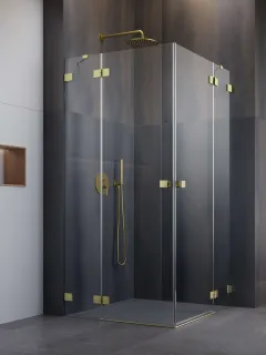 Essenza Pro Brushed Gold KDD szögletes szálcsiszolt arany zuhanykabin 100x90 átlátszó