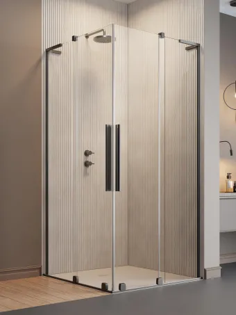 Furo SL Brushed Gunmetal KDD szögletes szálcsiszolt fegyvermetál zuhanykabin 100x100 átlátszó