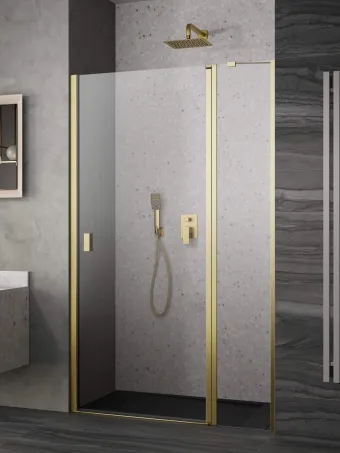 Nes ﻿Brushed Gold DWJ II﻿ szálcsiszolt arany zuhanyajtó 100 átlátszó balos