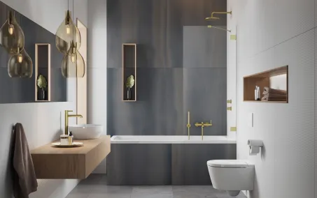 Essenza Pro Brushed Gold PNJ II szálcsiszolt arany kádparaván 80 átlátszó