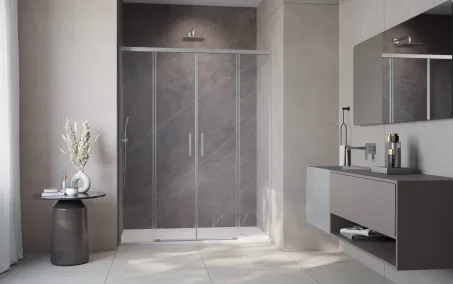 Idea Brushed Nickel DWD szálcsiszolt króm zuhanyajtó 180 átlátszó