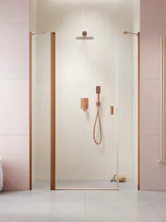 Nes Brushed Copper DWJS szálcsiszolt réz zuhanyajtó 130 átlátszó jobbos