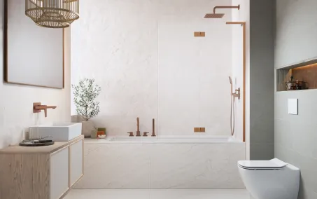 Essenza 8 SL Brushed Copper PND II szálcsiszolt réz kádparaván 100 átlátszó balos