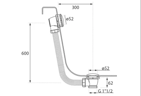 Click-Clack automata le- és túlfolyó (60 cm) - matt fehér
