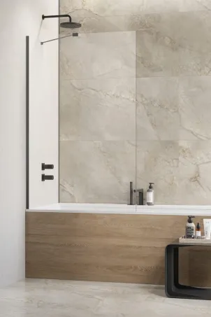 Modo New Brushed Gunmetal PNJ II szálcsiszolt fegyvermetál kádparaván 100 átlátszó