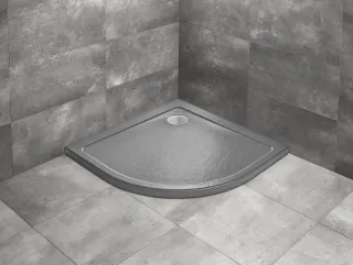 Doros Stone A íves antracit zuhanytálca 90x90 antracit, ajándék szifonnal