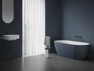 Freedom O Tec 170x77 akrilkád, Deepsea Blue/fehér szabadonálló, fehér/fekete/króm lefolyó