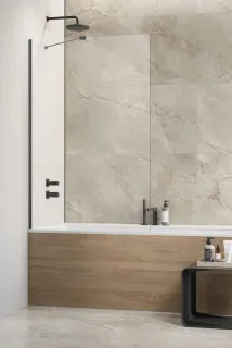 Modo New Brushed Gunmetal PNJ II szálcsiszolt fegyvermetál kádparaván 50 átlátszó