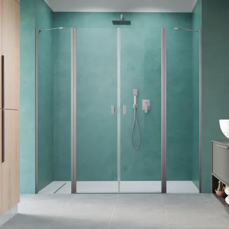 Nes Brushed Nickel DWD II szálcsiszolt króm zuhanyajtó 170 átlátszó