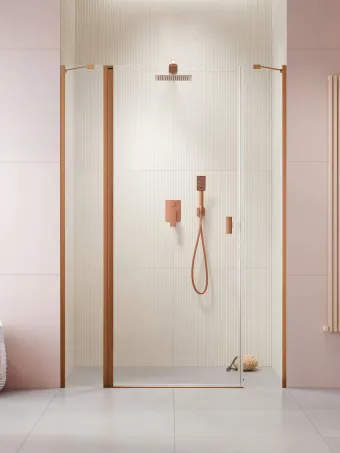 Nes Brushed Copper DWJS szálcsiszolt réz zuhanyajtó 140 átlátszó balos