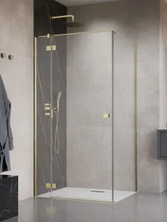 Essenza Brushed Gold ﻿KDJ szögletes ﻿szálcsiszolt arany zuhanykabin 110x110 átlátszó jobbos