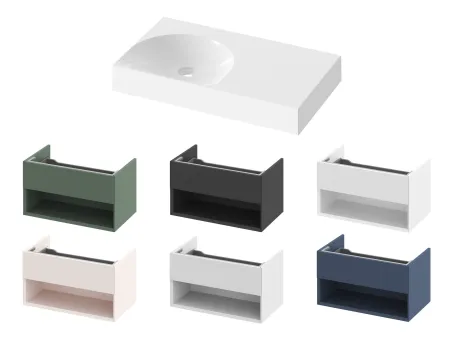 Lite 80/45 mosdó jobb fehér, túlfolyó és csaptelep furat nélkül