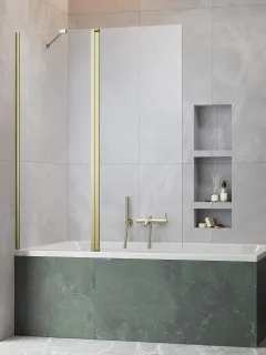 Nes ﻿Brushed Gold PND II﻿ szálcsiszolt arany kádparaván 100 átlátszó jobbos