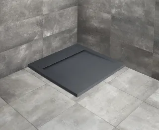 Teos C szögletes lapos antracit zuhanytálca 90x90 antracit, ajándék szifonnal