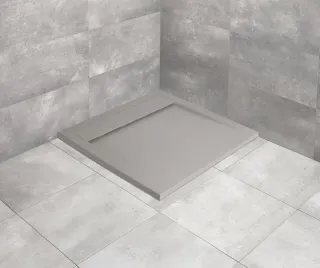 Teos C szögletes lapos cemento zuhanytálca 80x80 cemento, ajándék szifonnal