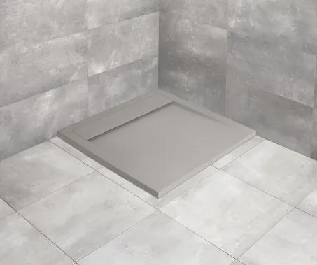 Teos C szögletes lapos cemento zuhanytálca 80x80 cemento, ajándék szifonnal