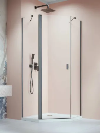 Nes Brushed GunMetal PTJ szögletes szálcsiszolt fegyvermetál zuhanykabin 80x80 átlátszó balos