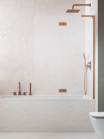 Essenza 8 SL Brushed Copper PND II szálcsiszolt réz kádparaván 130 átlátszó balos