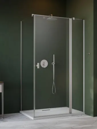 Nes Brushed Nickel KDJ II szögletes szálcsiszolt króm zuhanykabin 100x70 átlátszó balos