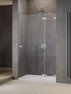 Essenza Pro 8 Brushed Nickel DWJ szálcsiszolt króm zuhanyajtó 100 átlátszó jobbos