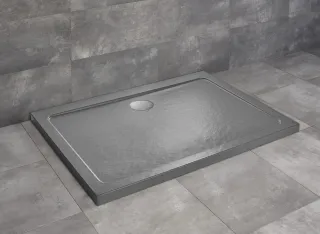 Doros Stone D szögletes lapos antracit zuhanytálca 90x80 antracit, ajándék szifonnal