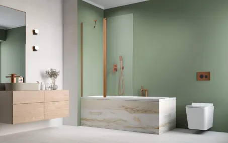 Nes Brushed Copper PND II szálcsiszolt réz kádparaván 100 átlátszó