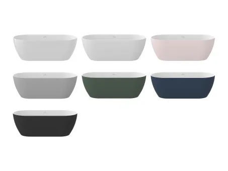 Freedom O Tec 170x77 akrilkád, Smoke Grey/fehér szabadonálló, fehér/fekete/króm lefolyó